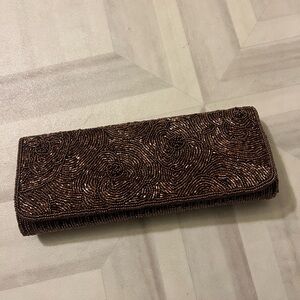 La Regale Bronze Beaded Evening Clutch